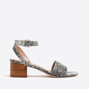 J. Crew Snakeskin Block Heel Sandal